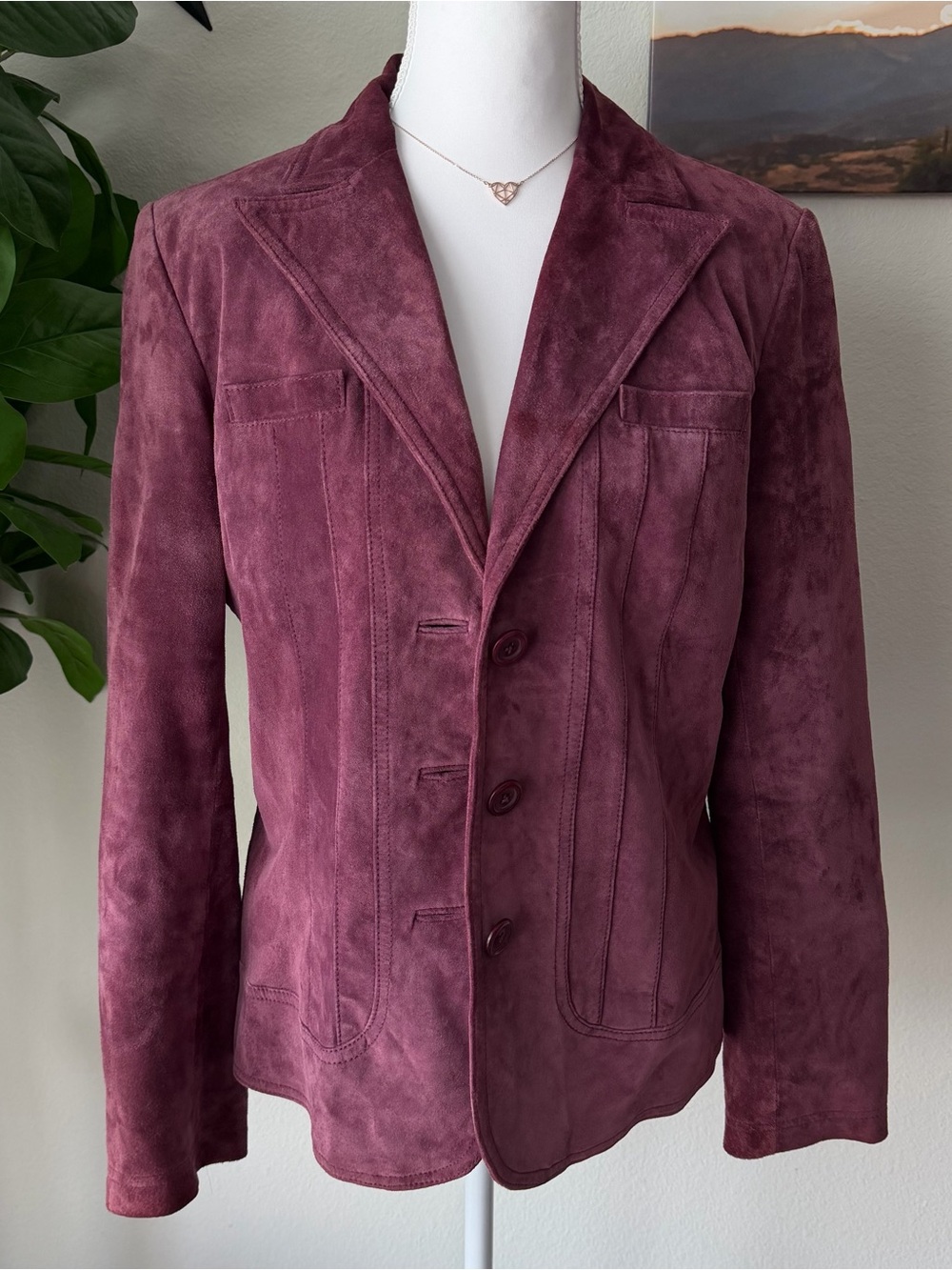 Alfani Men's Suede Pea Coat in Plum